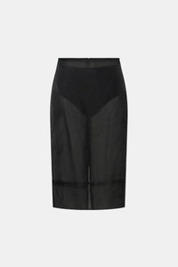 Ghost view CAMILLA AND MARC Noe Skirt in Black with a sheer high‑waisted pencil midi silhouette.