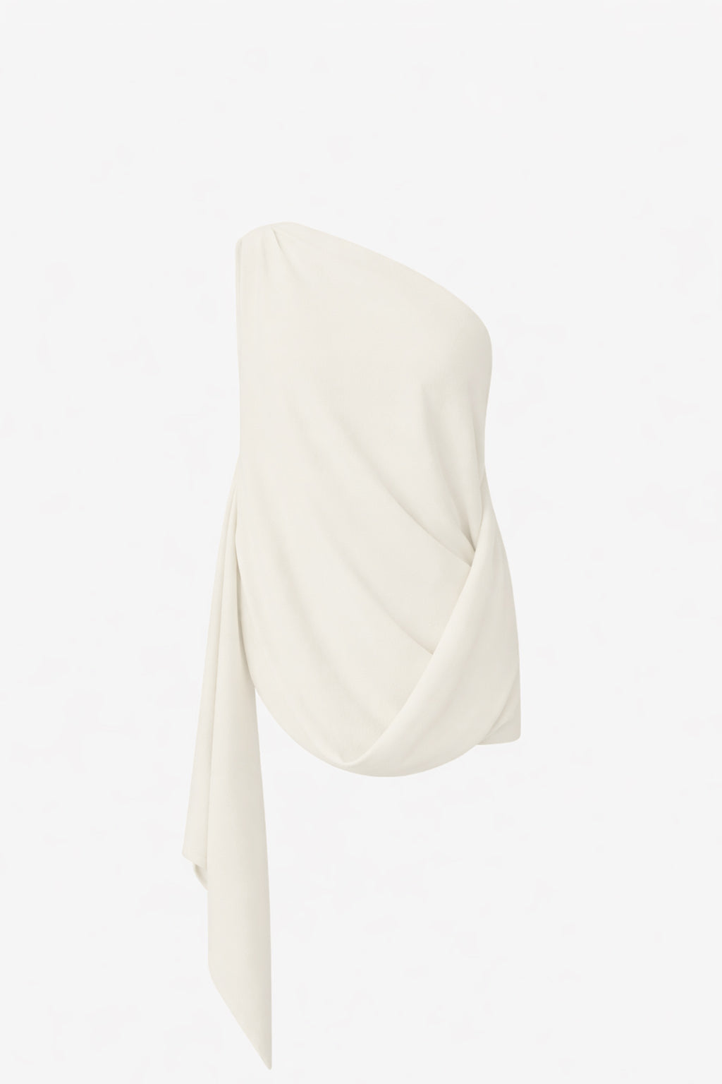 Ghost view CAMILLA AND MARC Eon Top in Cream with a draped asymmetric silhouette.